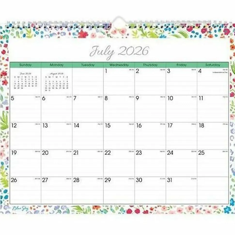 Wall Calendar BS Ditsy Dapple Light - 15x12 AY26-27 Monthly Safety Wirebound -