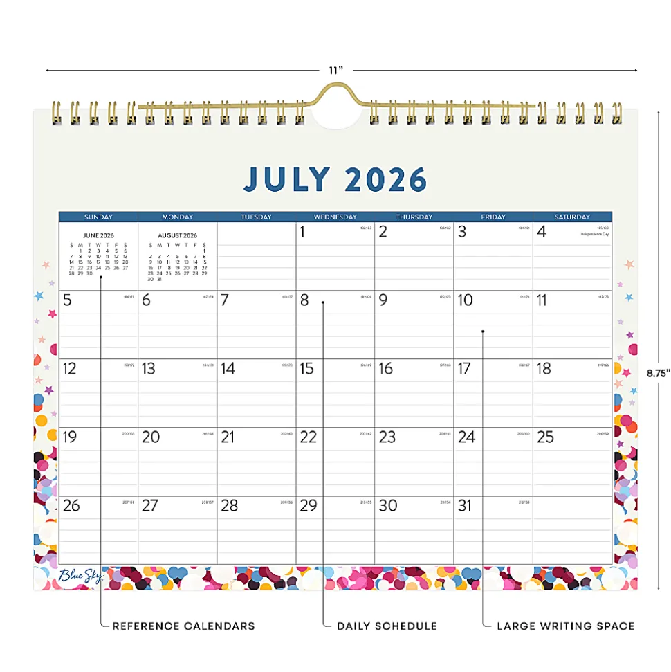 Wall Calendar BS Star Confetti Bright - 11x8.75 AY26-27 Monthly