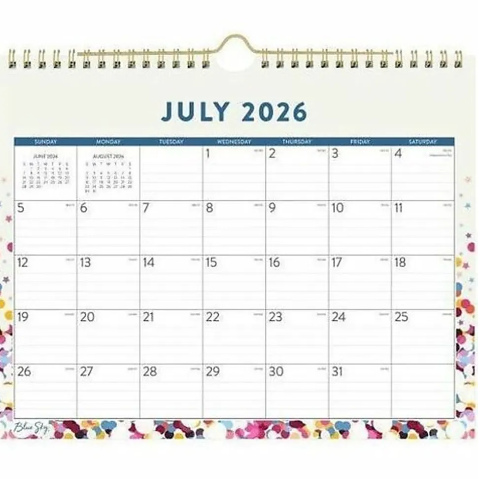 Wall Calendar BS Star Confetti Bright - 11x8.75 AY26-27 Monthly