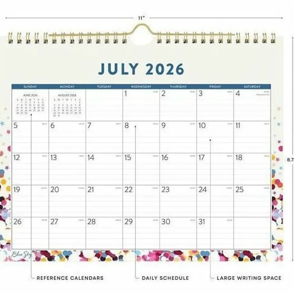 Wall Calendar BS Star Confetti Bright - 11x8.75 AY26-27 Monthly