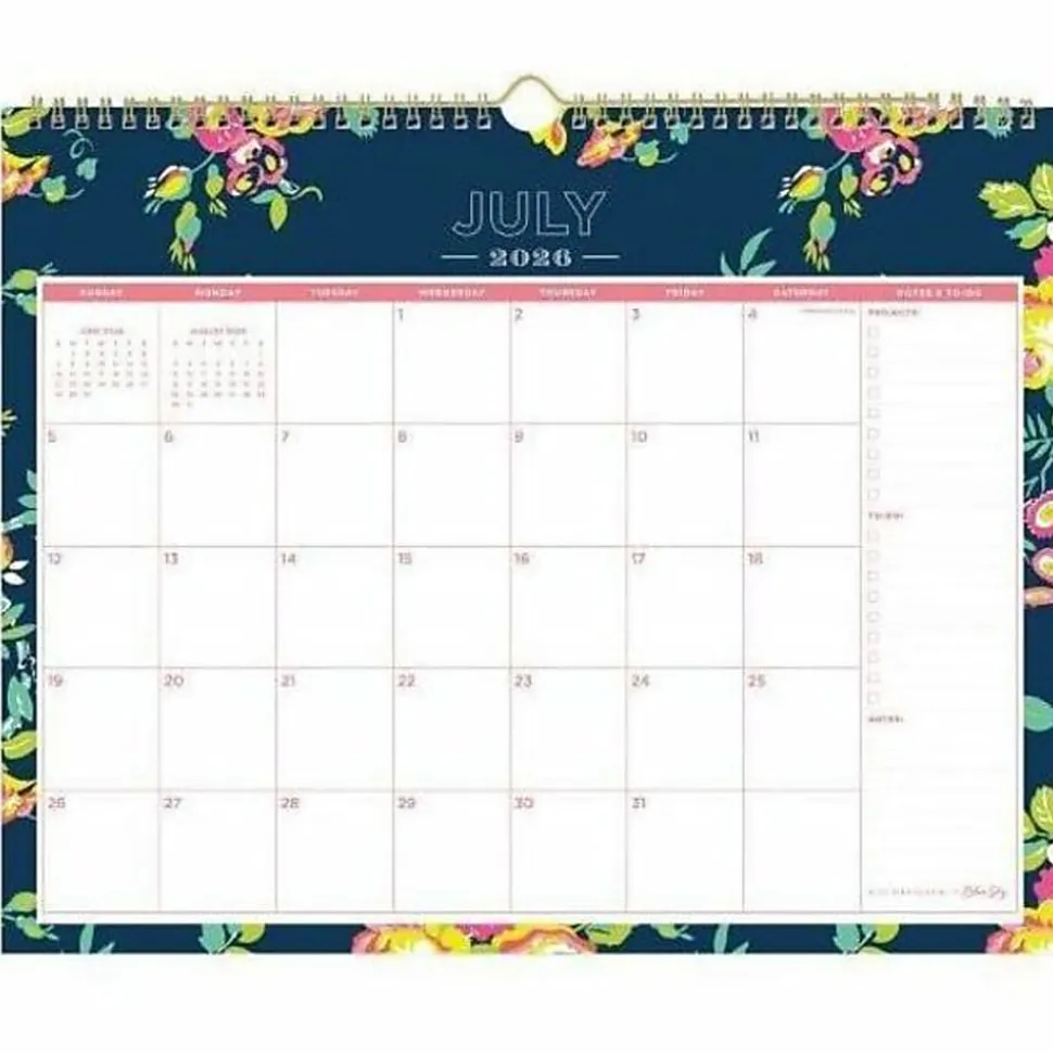 Wall Calendar DD Peyton Navy - 15x12 AY26-27 Monthly Safety Wirebound -
