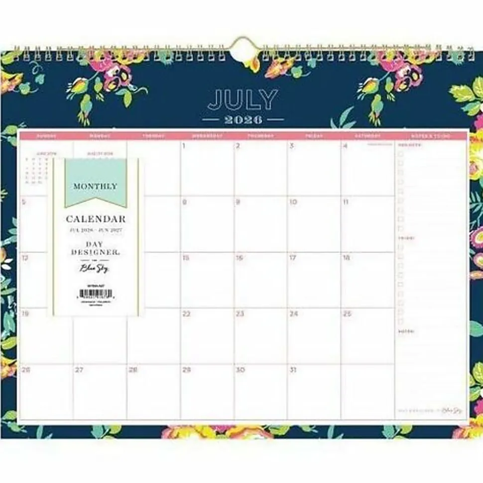 Wall Calendar DD Peyton Navy - 15x12 AY26-27 Monthly Safety Wirebound -