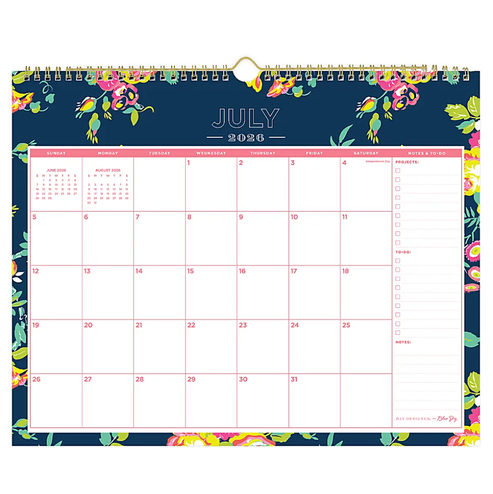 Wall Calendar DD Peyton Navy - 15x12 AY26-27 Monthly Safety Wirebound -
