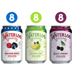 Waterloo Sparkling Water Variety Pack, 12 Oz, Pack Of 24 Cans
