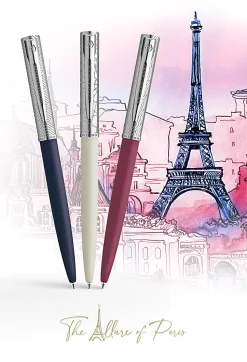 Waterman® Allure Deluxe Ballpoint Pen, Medium Point, 0.7 mm, Blue Lacquer Barrel, Blue Ink