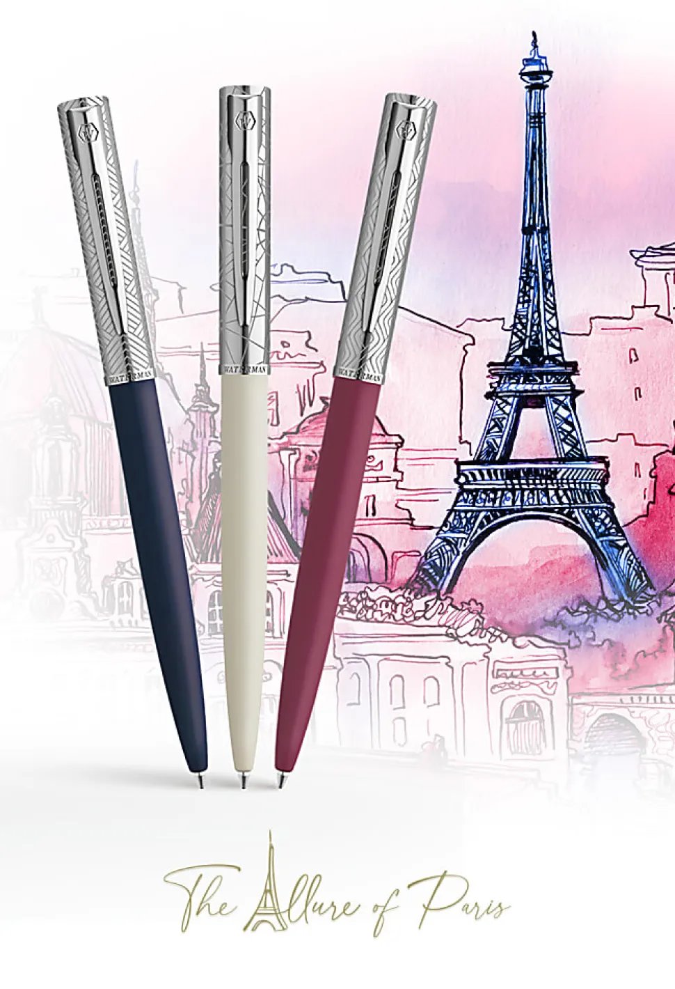 Waterman® Allure Deluxe Ballpoint Pen, Medium Point, 0.7 mm, Blue Lacquer Barrel, Blue Ink