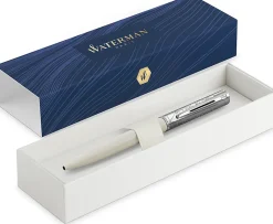 Waterman® Allure Deluxe Ballpoint Pen, Medium Point, 0.7 mm, White Lacquer Barrel, Blue Ink