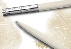 Waterman® Allure Deluxe Ballpoint Pen, Medium Point, 0.7 mm, White Lacquer Barrel, Blue Ink