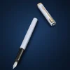 Waterman Impression White Fountain Pen Gold-Coated Trim Medium Nib, Blue Ink