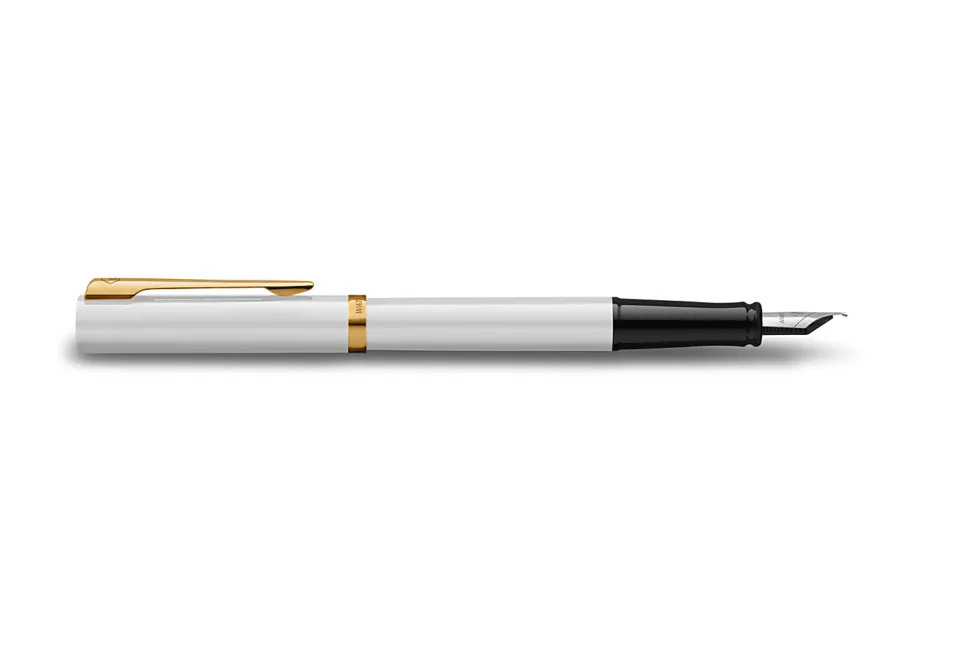 Waterman Impression White Fountain Pen Gold-Coated Trim Medium Nib, Blue Ink