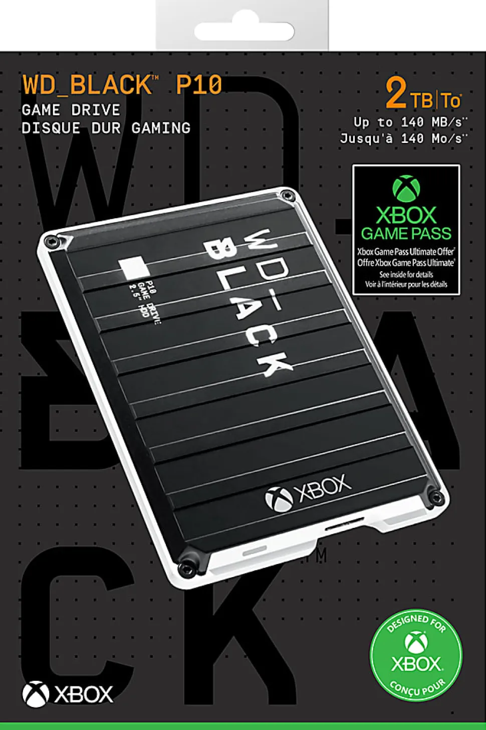 WD_BLACK P10 Game Drive For Xbox One, 2TB, Black