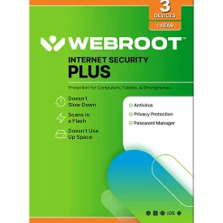 Webroot - Internet Security Plus + Antivirus Protection - 3 Devices -1 Year Download - Android, Apple iOS, Chrome, Mac OS, Windows