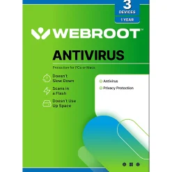 Webroot Internet Security with Antivirus Protection | 3 Device | 1 Year Subscription