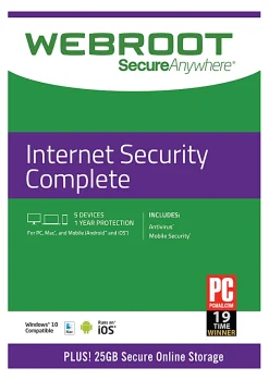 Webroot® SecureAnywhere⢠Complete With Antivirus, For 5 PC/Mac® Devices, 1-Year Subscription, Disc