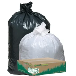 Webster® EarthSense® 1.25 mil Trash Bags, 33 gal, 33"H x 39"W, 75% Recycled, Black, 100 Bags