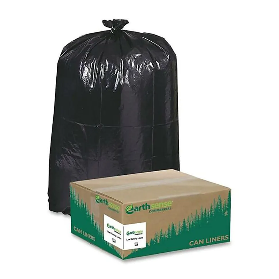 Webster® EarthSense® 1.25 mil Trash Bags, 33 gal, 33"H x 39"W, 75% Recycled, Black, 100 Bags