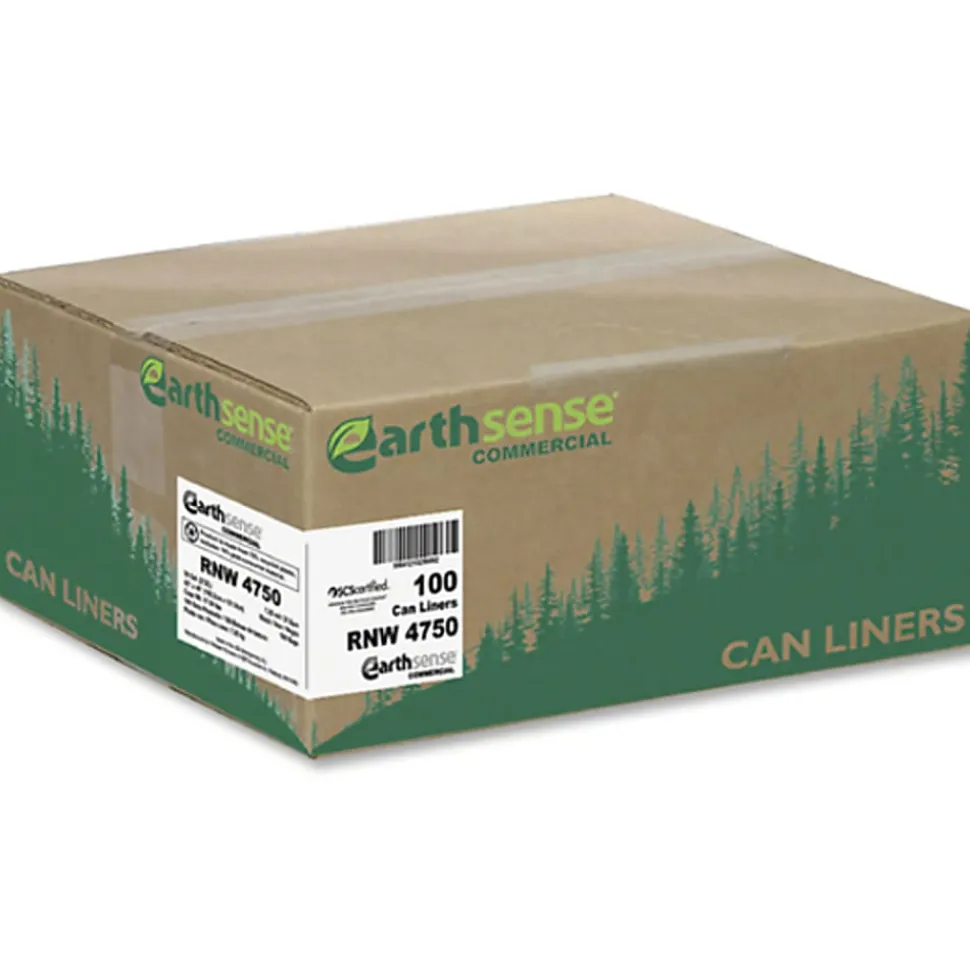 Webster Reclaim Heavy-Duty Recycled Can Liners, Extra Large Size, 56 gal, 43"x 48", 1.25 mil (32 Micron) Thickness, 100 Count - RNW4750