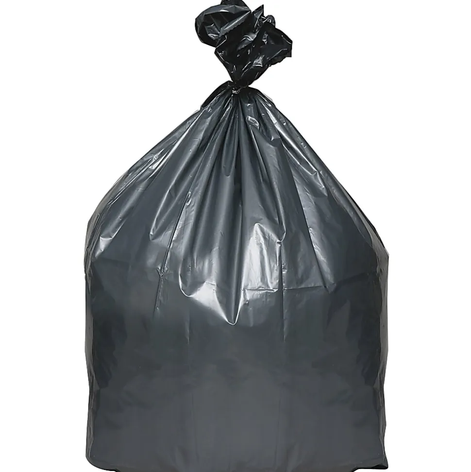 Webster® Super Heavy-Duty Platinum Plus 1.55 mil Trash Bags, 61 gal, 56"H x 39"W, 70% Recycled, Gray, 25 Bags