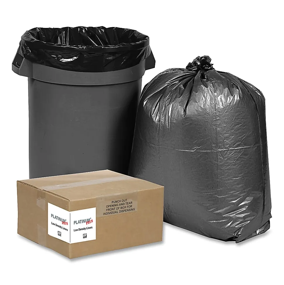 Webster® Super Heavy-Duty Platinum Plus Liners, 1.5mil, 33 Gallon, Silver, Box Of 50