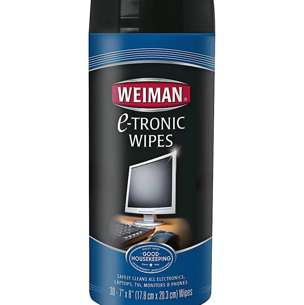 Weiman® E-tronic Wipes, 7" x 8", Cannister Of 30