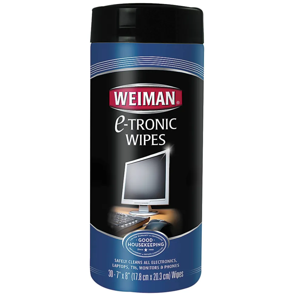 Weiman® E-tronic Wipes, 7" x 8", Cannister Of 30