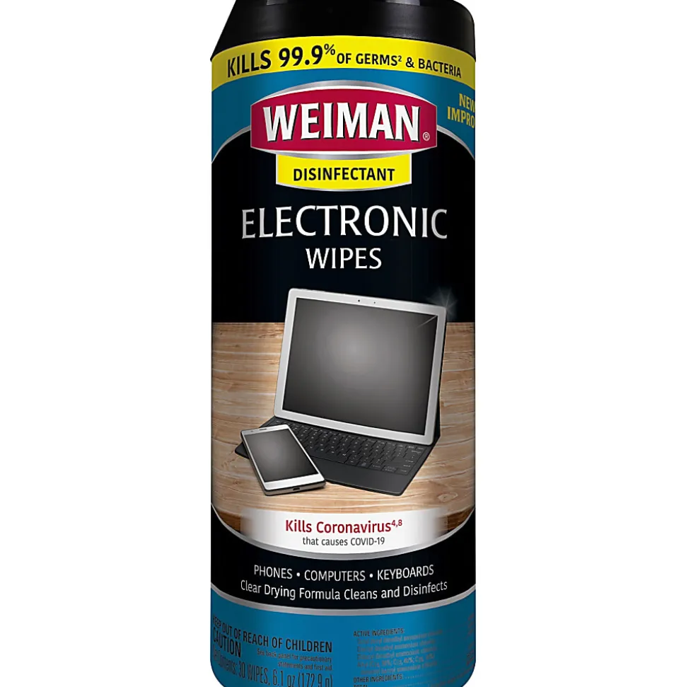 Weiman® E-tronic Wipes, 7" x 8", Cannister Of 30
