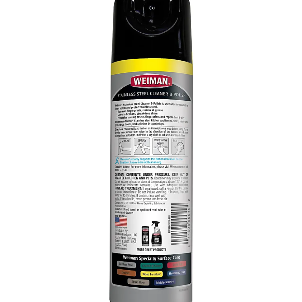 Weiman® Stainless Steel Cleaner And Polish Aerosol Spray, 17 Oz Can