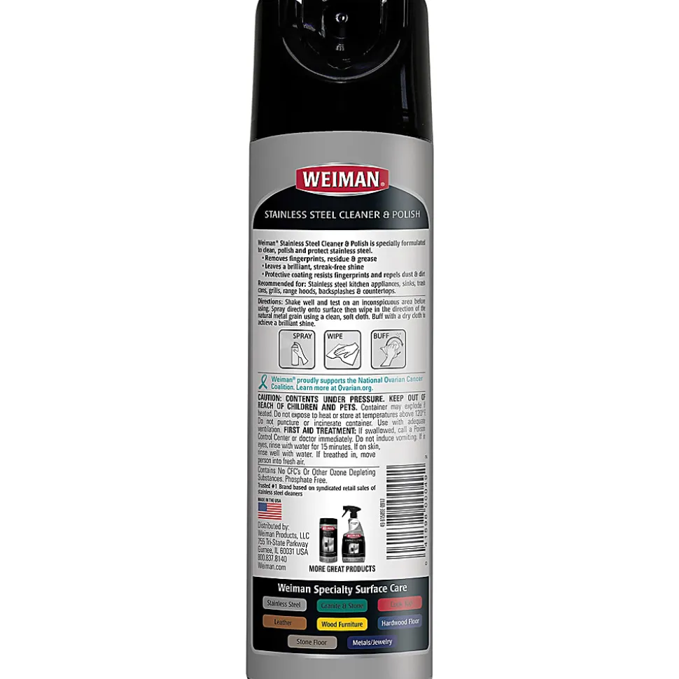 Weiman® Stainless Steel Cleaner And Polish Aerosol Spray, 17 Oz Can