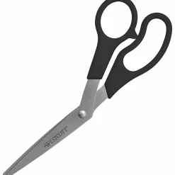 Westcott® All-Purpose Value Stainless Steel Scissors, 8", Pointed, Black, Pack Of 3