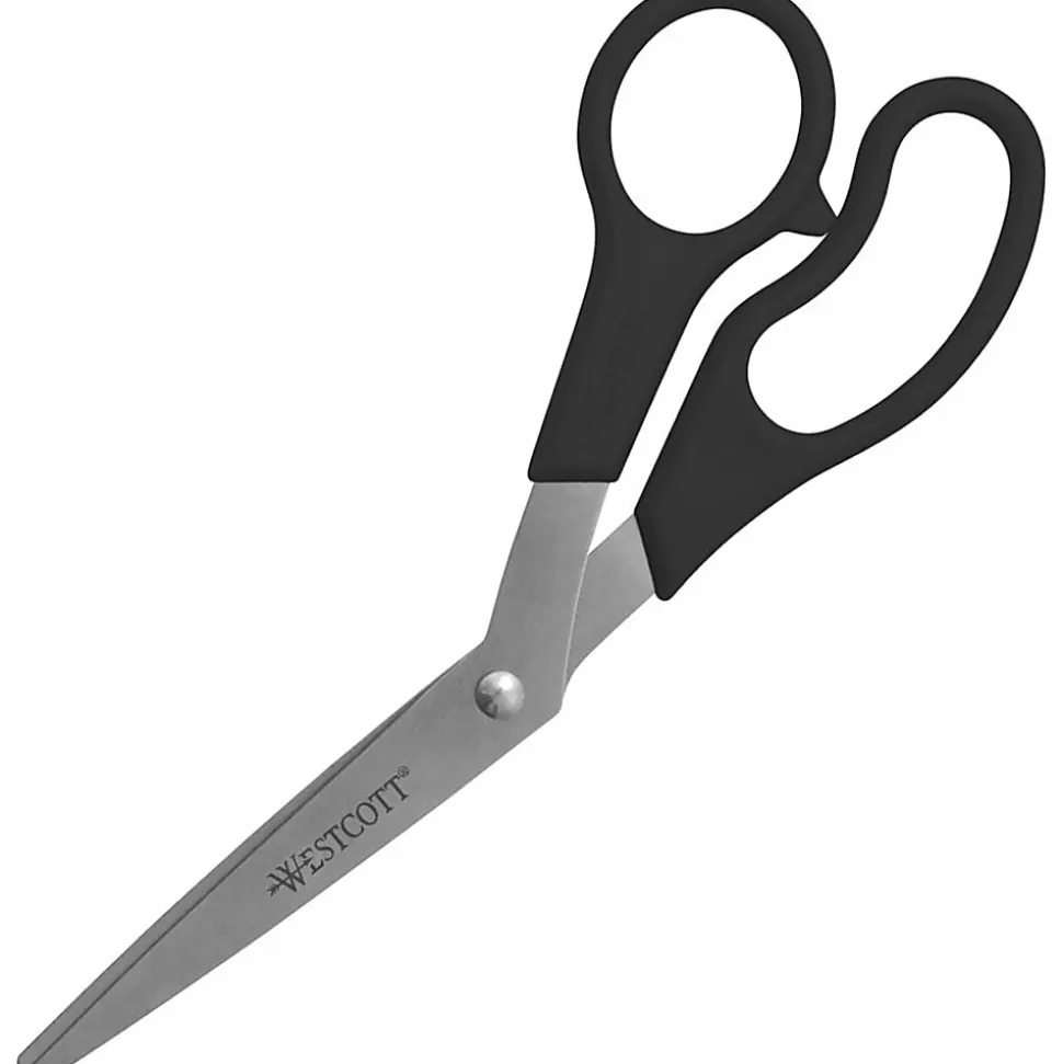 Westcott® All-Purpose Value Stainless Steel Scissors, 8", Pointed, Black, Pack Of 3