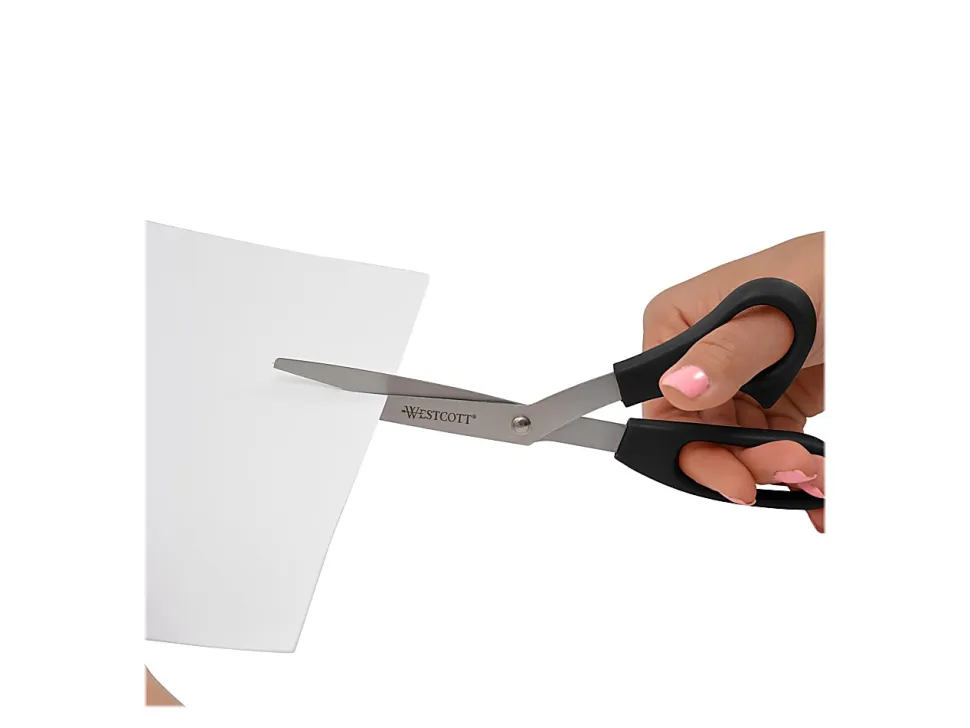 Westcott® All-Purpose Value Stainless Steel Scissors, 8", Pointed, Black, Pack Of 3