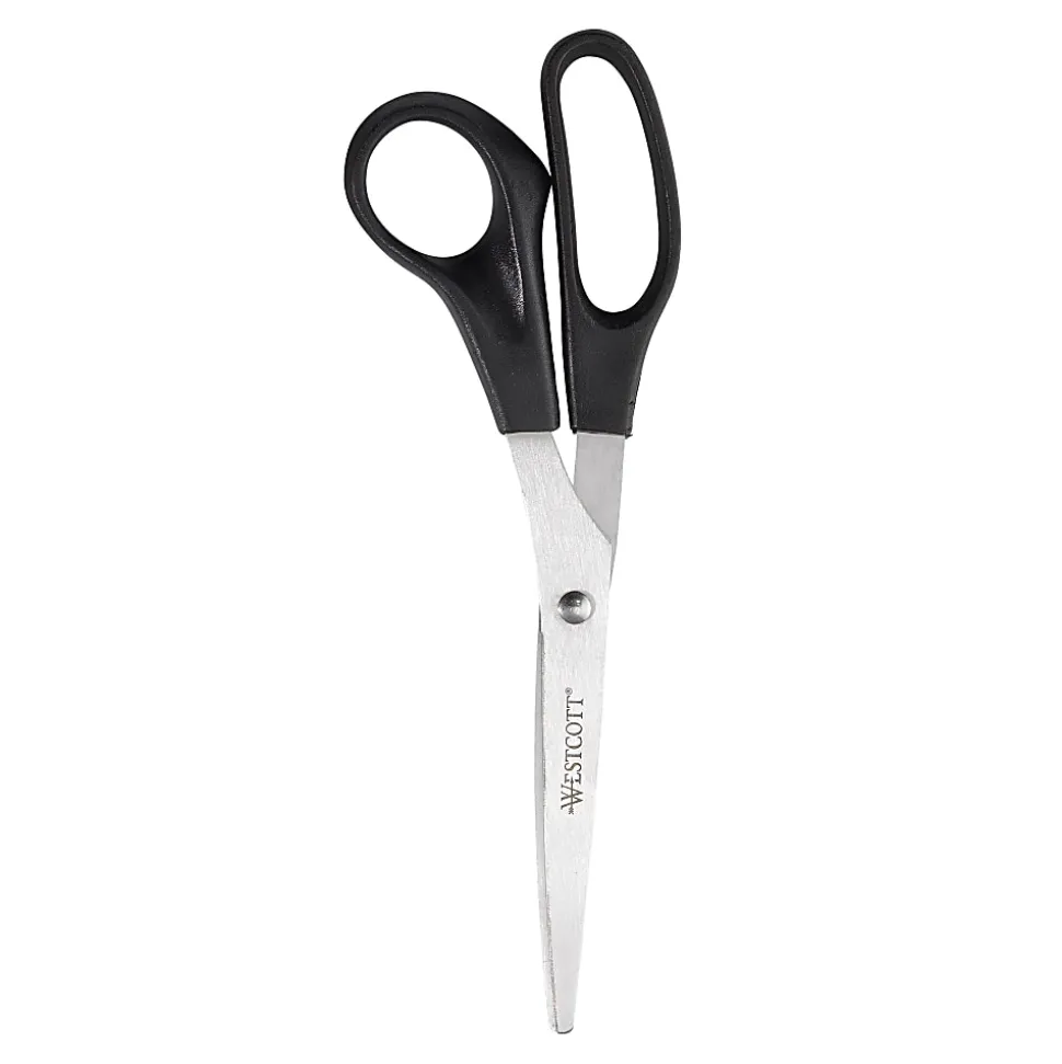 Westcott® All-Purpose Value Stainless Steel Scissors, 8", Pointed, Assorted Colors, Pack Of 3