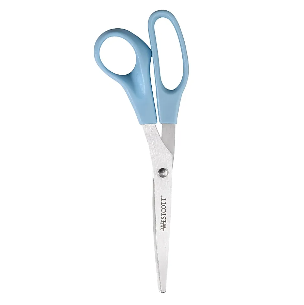 Westcott® All-Purpose Value Stainless Steel Scissors, 8", Pointed, Assorted Colors, Pack Of 3