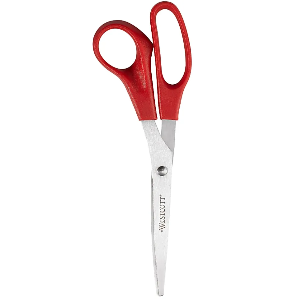 Westcott® All-Purpose Value Stainless Steel Scissors, 8", Pointed, Assorted Colors, Pack Of 3