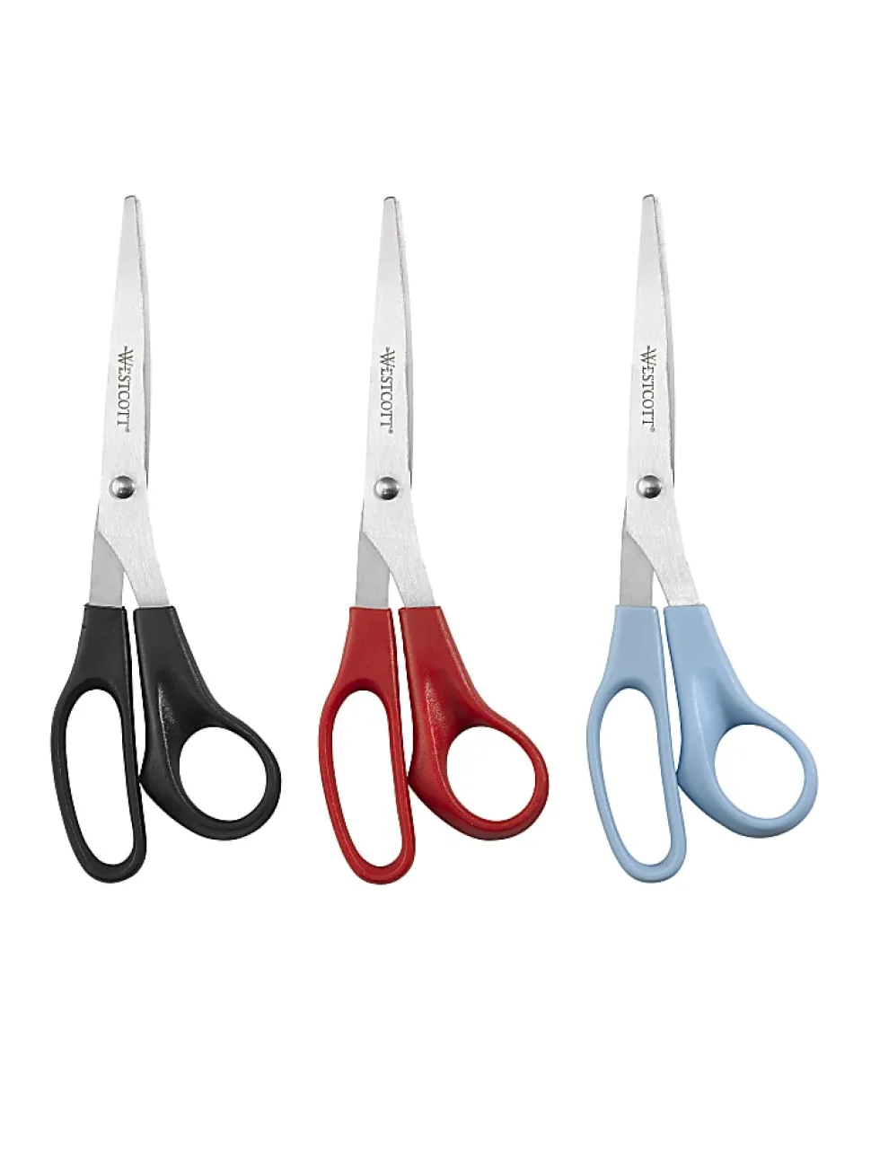 Westcott® All-Purpose Value Stainless Steel Scissors, 8", Pointed, Assorted Colors, Pack Of 3