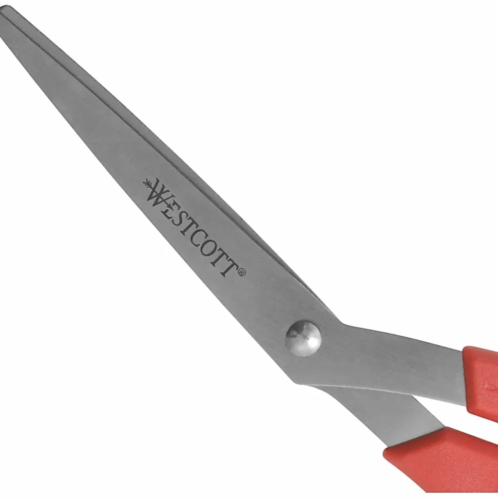 Westcott® All-Purpose Value Stainless Steel Scissors, 8", Bent, Red