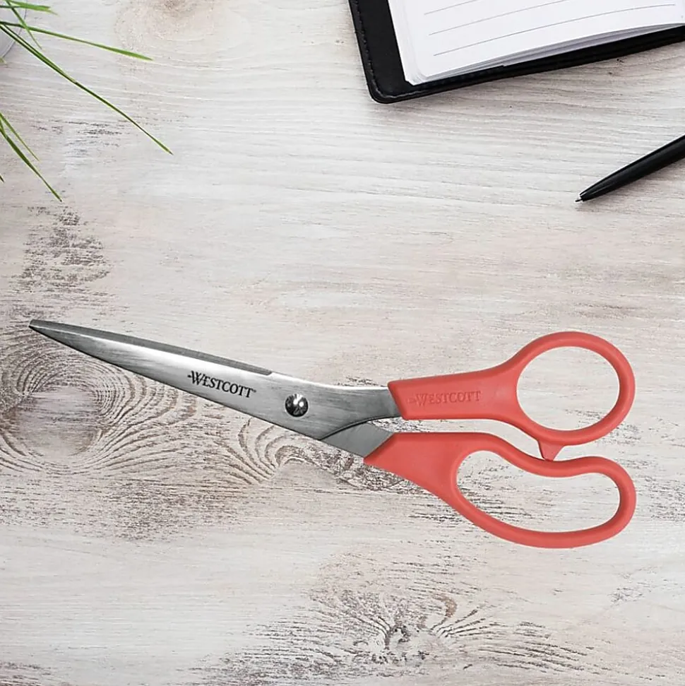 Westcott® All-Purpose Value Stainless Steel Scissors, 8", Pointed, Red