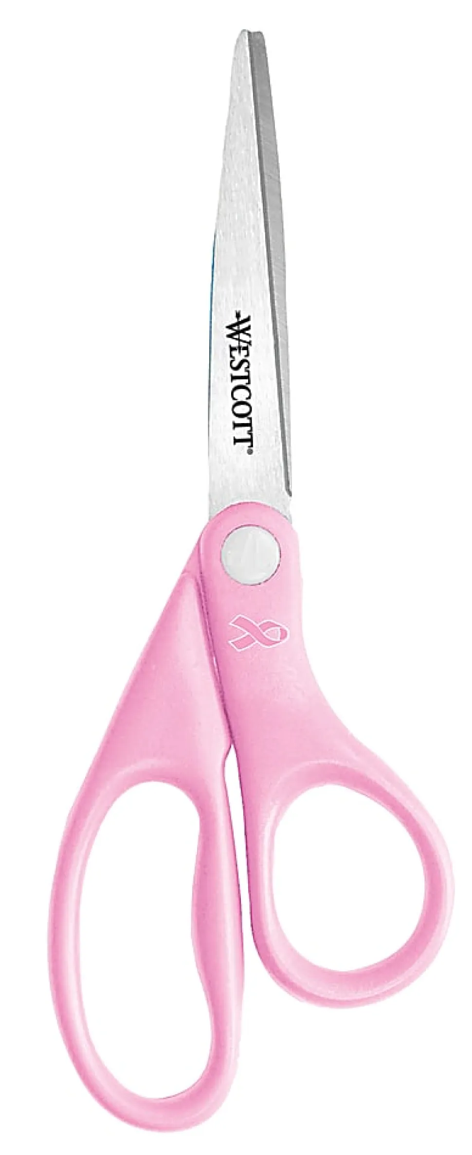 Westcott® All-Purpose Value Stainless Steel Scissors, 8", Straight, Pink Ribbon