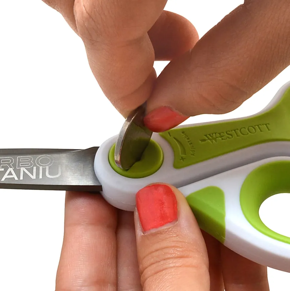 Westcott Carbo Titanium Glide Scissors, 8", Pointed, Green/White
