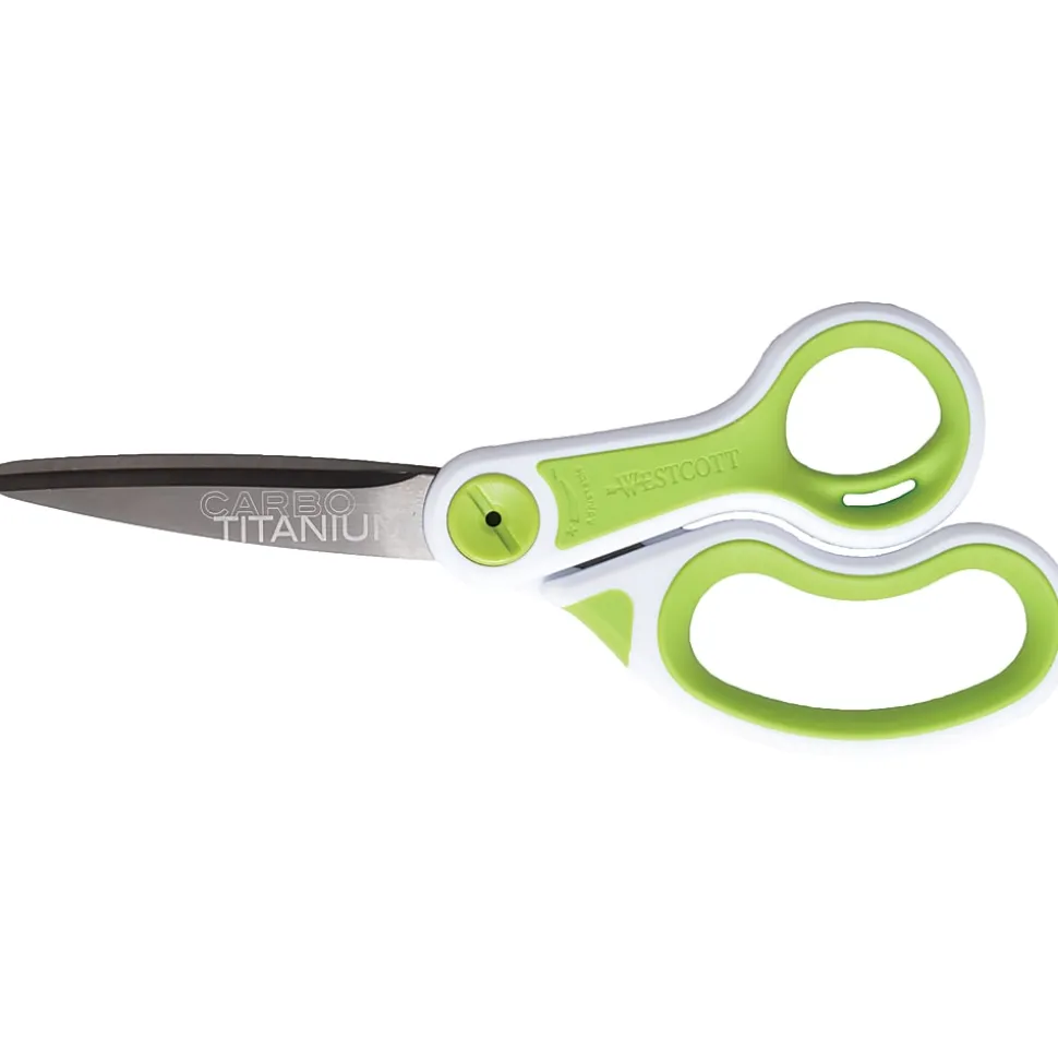 Westcott Carbo Titanium Glide Scissors, 8", Pointed, Green/White