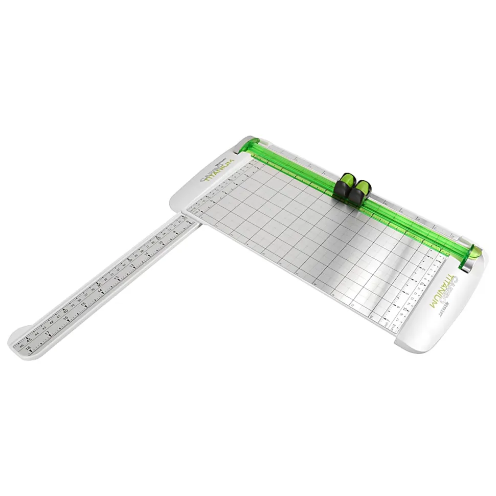 Westcott® CarboTitanium Personal Paper Trimmer, 12", White/Green