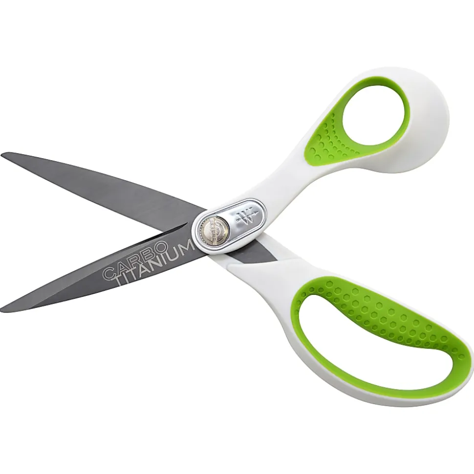 Westcott® CarboTitanium Scissors, 8", Straight, White/Green
