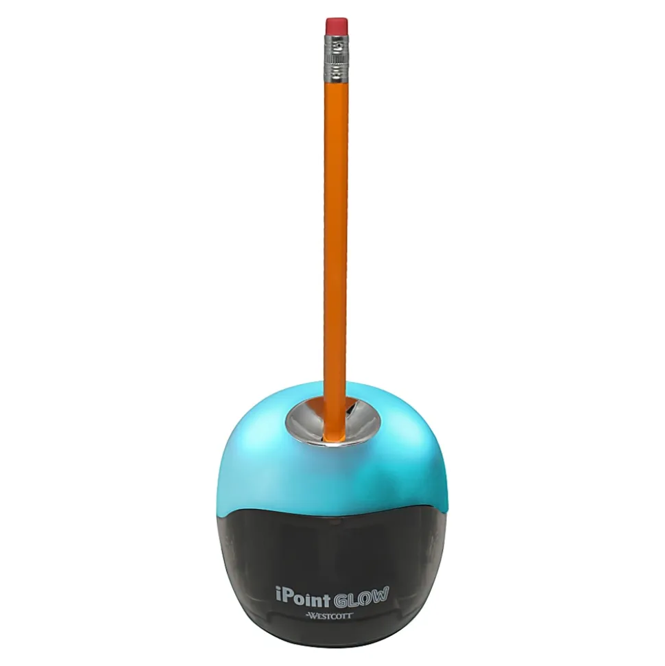 Westcott iPoint Glow Color-Changing Pencil Sharpener, 6-3/8"H x 3-3/8"W x 5-15/16"D