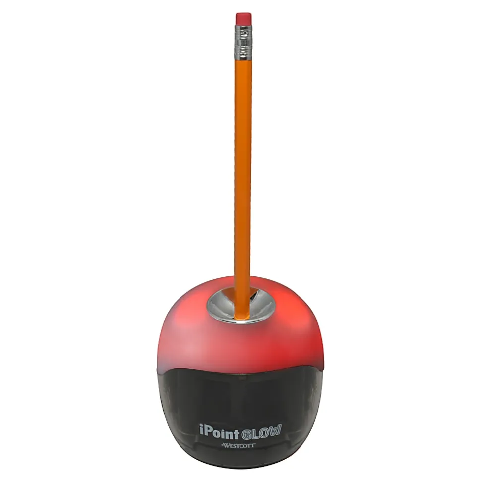 Westcott iPoint Glow Color-Changing Pencil Sharpener, 6-3/8"H x 3-3/8"W x 5-15/16"D