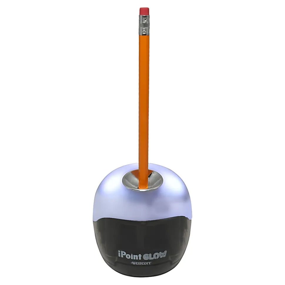 Westcott iPoint Glow Color-Changing Pencil Sharpener, 6-3/8"H x 3-3/8"W x 5-15/16"D