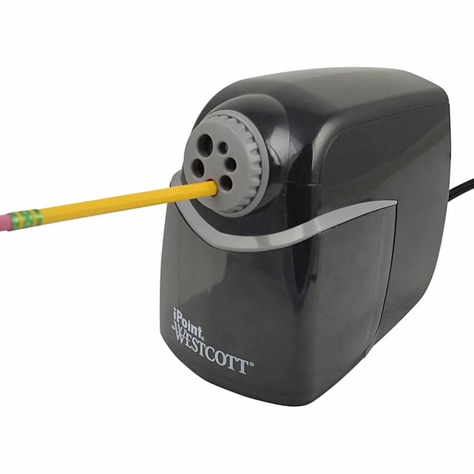 Westcott iPoint Heavy-Duty Helical School Sharpener, 7-13/16" x 5-13/16", Gray/Black