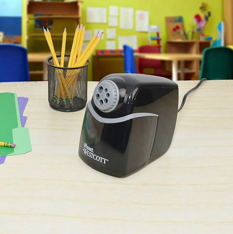 Westcott iPoint Heavy-Duty Helical School Sharpener, 7-13/16" x 5-13/16", Gray/Black