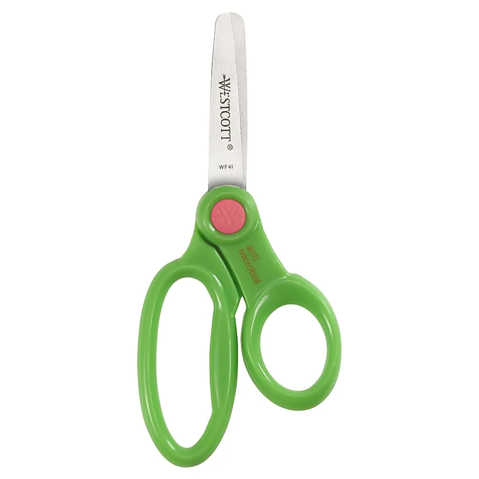 Westcott® Kids Anti-Microbial Product Protection Scissors With Caddy, 5", Blunt, Multicolor, Pack Of 24