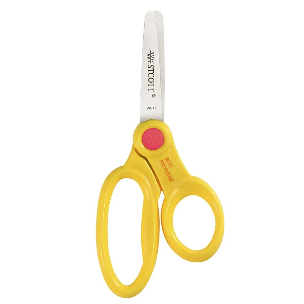 Westcott® Kids Anti-Microbial Product Protection Scissors With Caddy, 5", Blunt, Multicolor, Pack Of 24