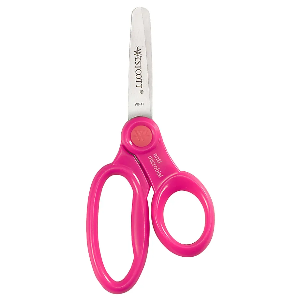 Westcott® Kids Anti-Microbial Product Protection Scissors With Caddy, 5", Blunt, Multicolor, Pack Of 24